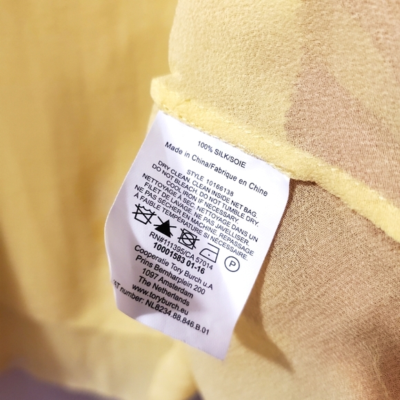 Tory Burch - Alex Yellow Layered Sleeveless Silk Top - Size 14 - Picture 7 of 7